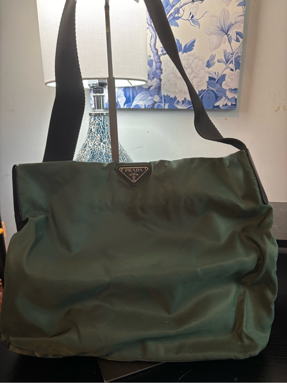 Authentic Vintage Prada Green Tessuto Nylon Crossbody Bag